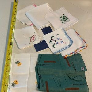 9 vintage hankies most 9” or 10” square
